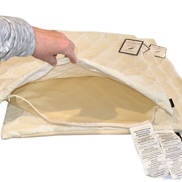 "New" Lot Of 3 Casa Decor Home 24x24 Beige Yellow Decorative Accent Pillowcases - Picture 2 of 9